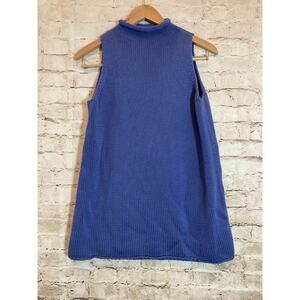 In Due Time Sweater Womens Small Maternity Chunky Knit Sleeveless Pullover Blue